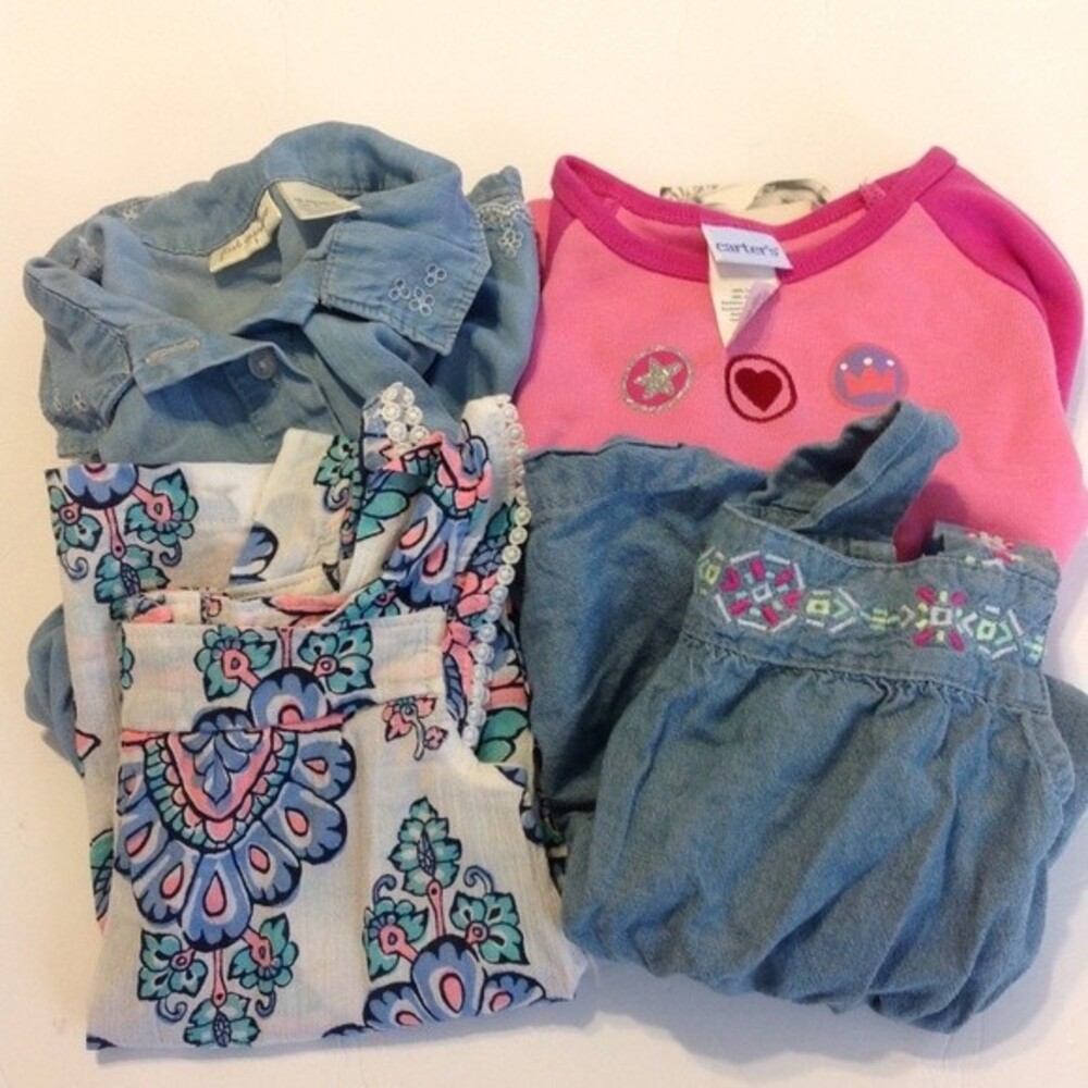 CARTER'S FIRST IMPRESSIONS 18 Month Bundle Dress Tops NWT Blue Pink White Cotton